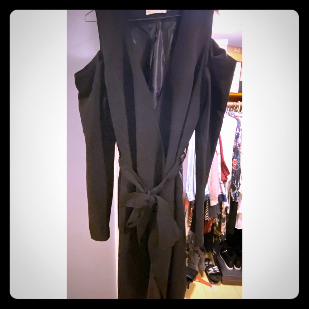 Black Cold Shoulder Coat - image 1